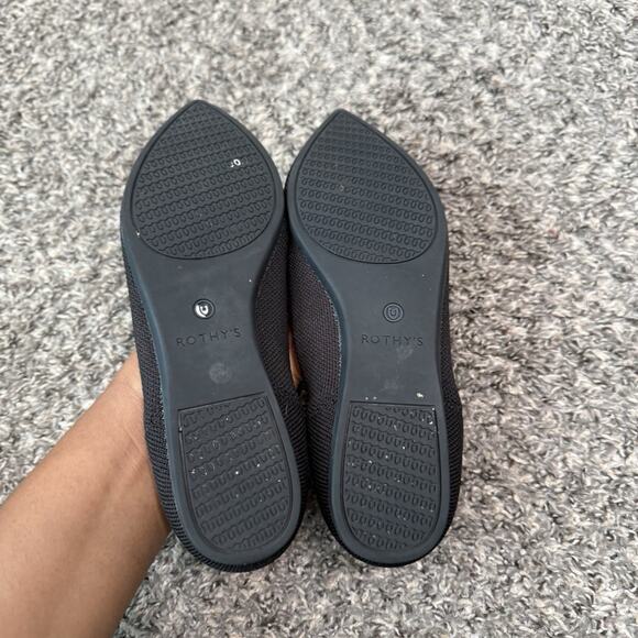Rothys The Point Knit Stretch Comfort Pointed Slip On Flats Shoe Womens 8 Black - Picture 4 of 6